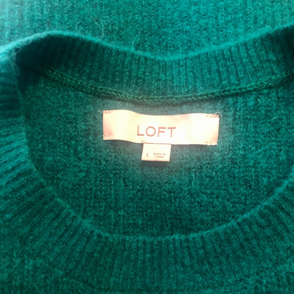 LOFT soft green crew neck sweater large - Picture 4 of 4